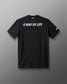 Black t-shirt with 'A Way of Life' text on the back against a gray background