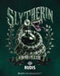 Slytherin logo with snake and potion bottle on a dark green background, featuring the brand 'RUDIS'.