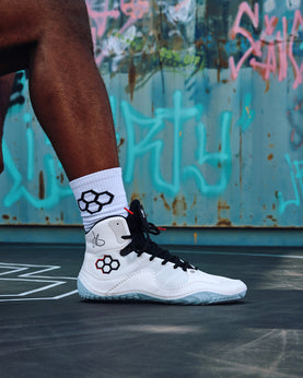 White RUDIS JB1 adult wrestling shoes