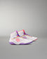 White wrestling shoes with colorful accents on a gray background