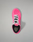 Pink wrestling shoe with black sole on a gray background