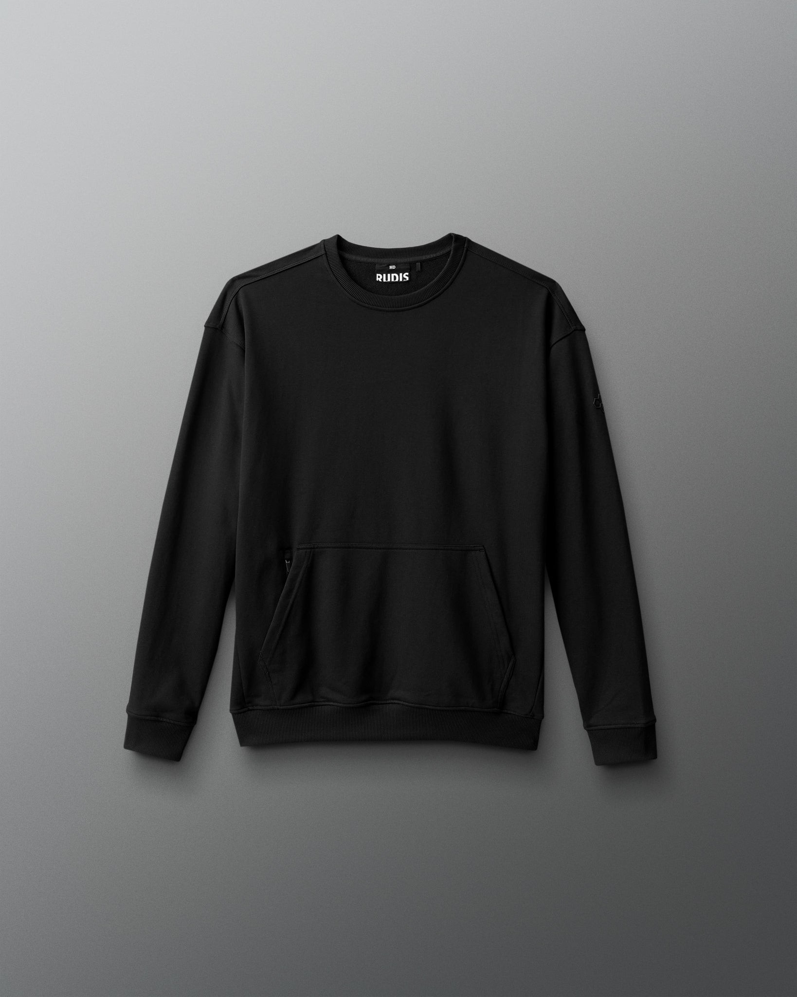Black sweatshirt on a gray background