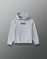 Front view of the RUDIS Contrast Youth COOL-FEEL Hoodie in heather gray with black RUDIS chest branding, raglan sleeves, and pullover hood.