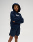 RUDIS Contrast Youth COOL-FEEL Hoodie in Navy, featuring contrasting white RUDIS chest branding and a clean athletic silhouette.