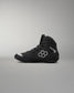 Black Wrestling Shoes with a logo on a gray background