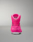 Pink athletic shoe with 'RUDIS' branding on a gray background