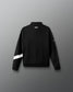 Black sweatshirt with a white stripe on a gray background