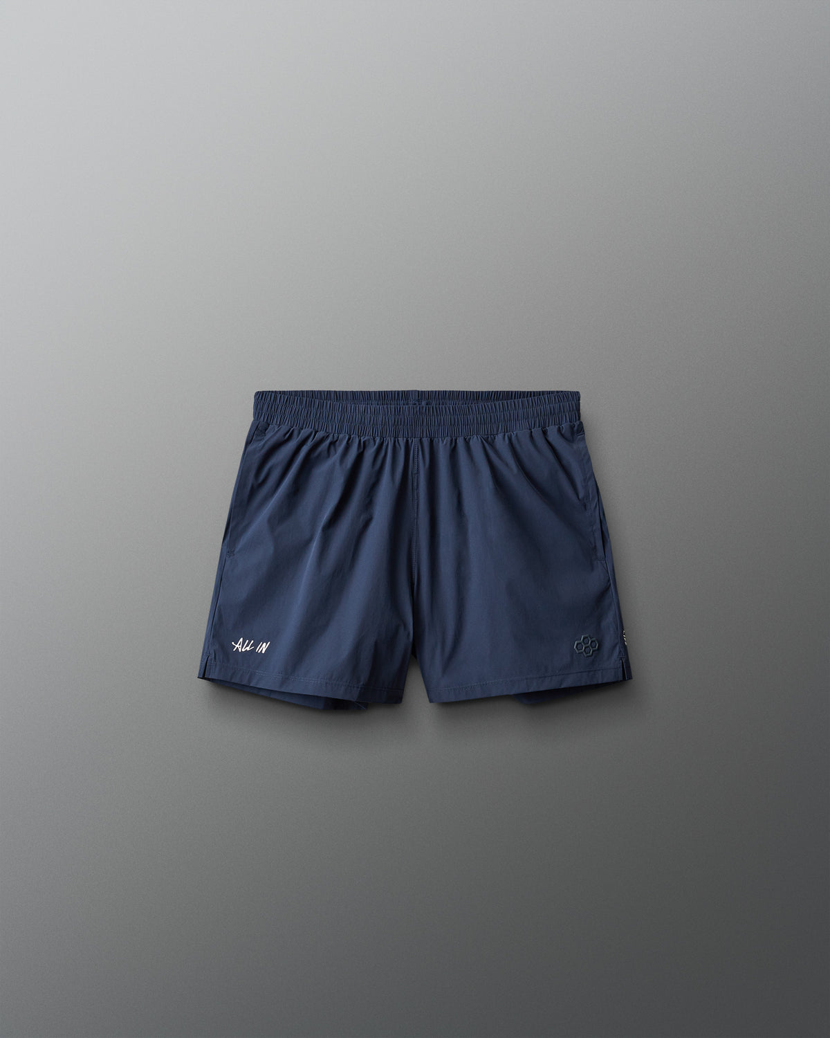 Navy blue shorts on a gray background