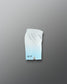 White athletic shorts with a logo on a gray background