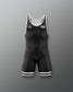 Black wrestling singlet with white accents on a gray background