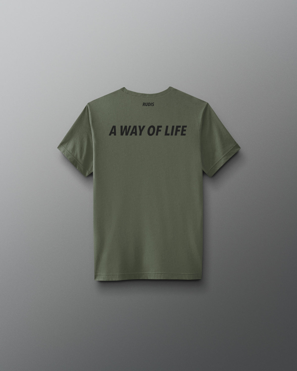 Green t-shirt with 'A Way of Life' text on a gray background
