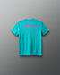 Turquoise t-shirt with 'A Way of Life' text on the back against a gray background
