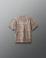 Camouflage-patterned t-shirt on a gray background