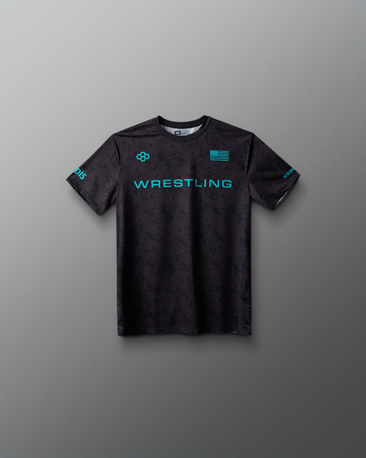 T-shirt sublimé pour jeunes avec logo Wrestling et camouflage noir
