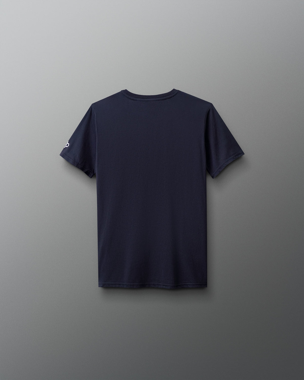 Navy blue t-shirt on a gray background