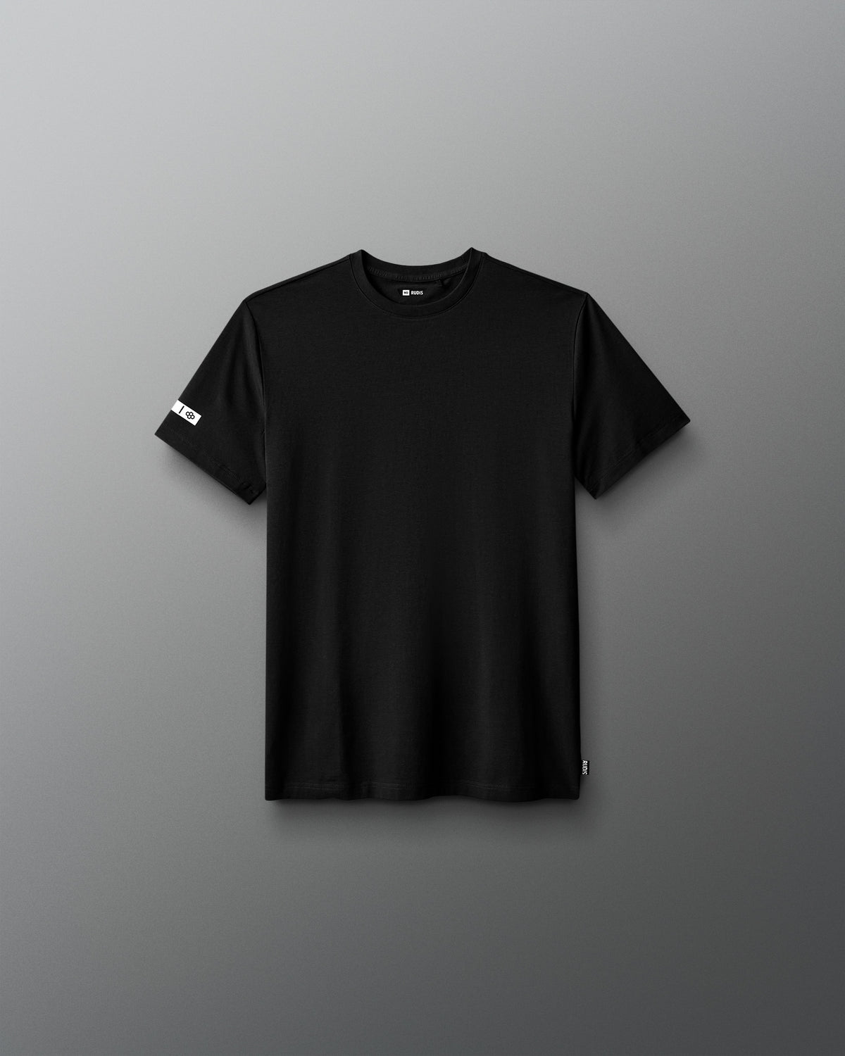Black t-shirt on a gray background