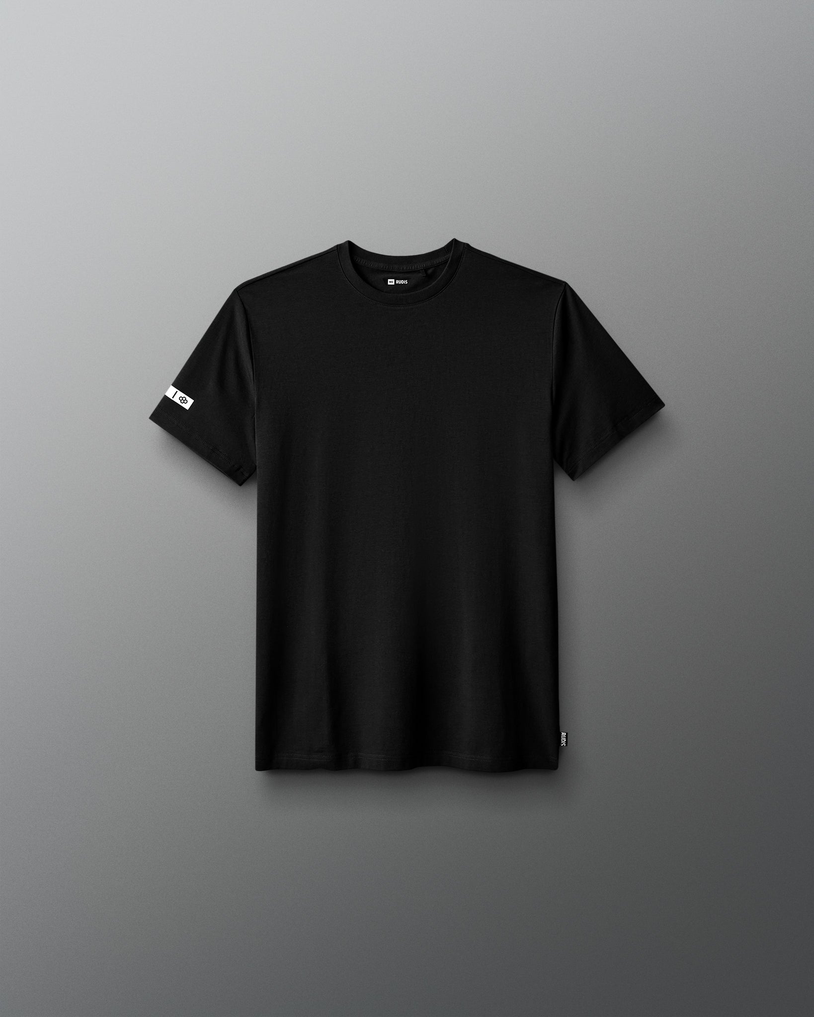 Black t-shirt on a gray background