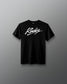 Front view of the RUDIS Script Youth Elite Super Soft T-Shirt in black with white RUDIS script logo.