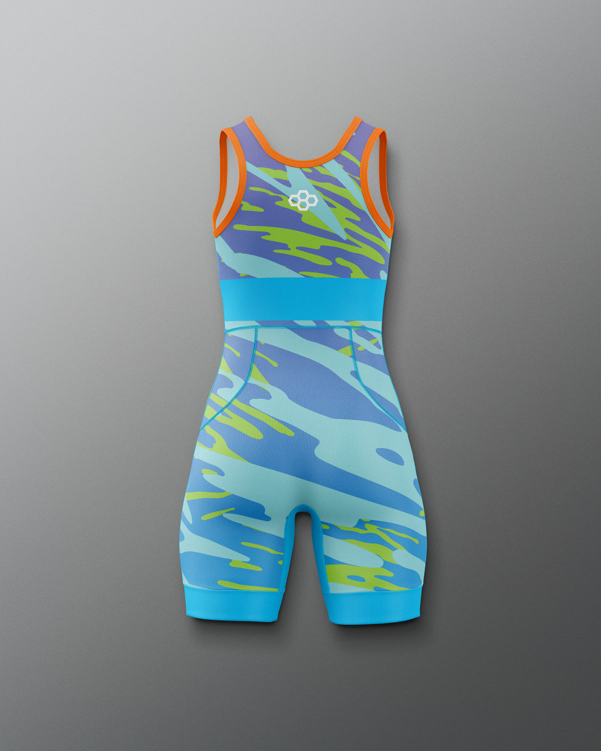 Colorful wrestling singlet with a pattern on a gray background