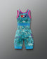 Teal and purple Freestyle Wrestling Singlet with USA Wrestling logo on a gray background