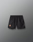 Black athletic shorts with a United World Wrestling logo on a gray background